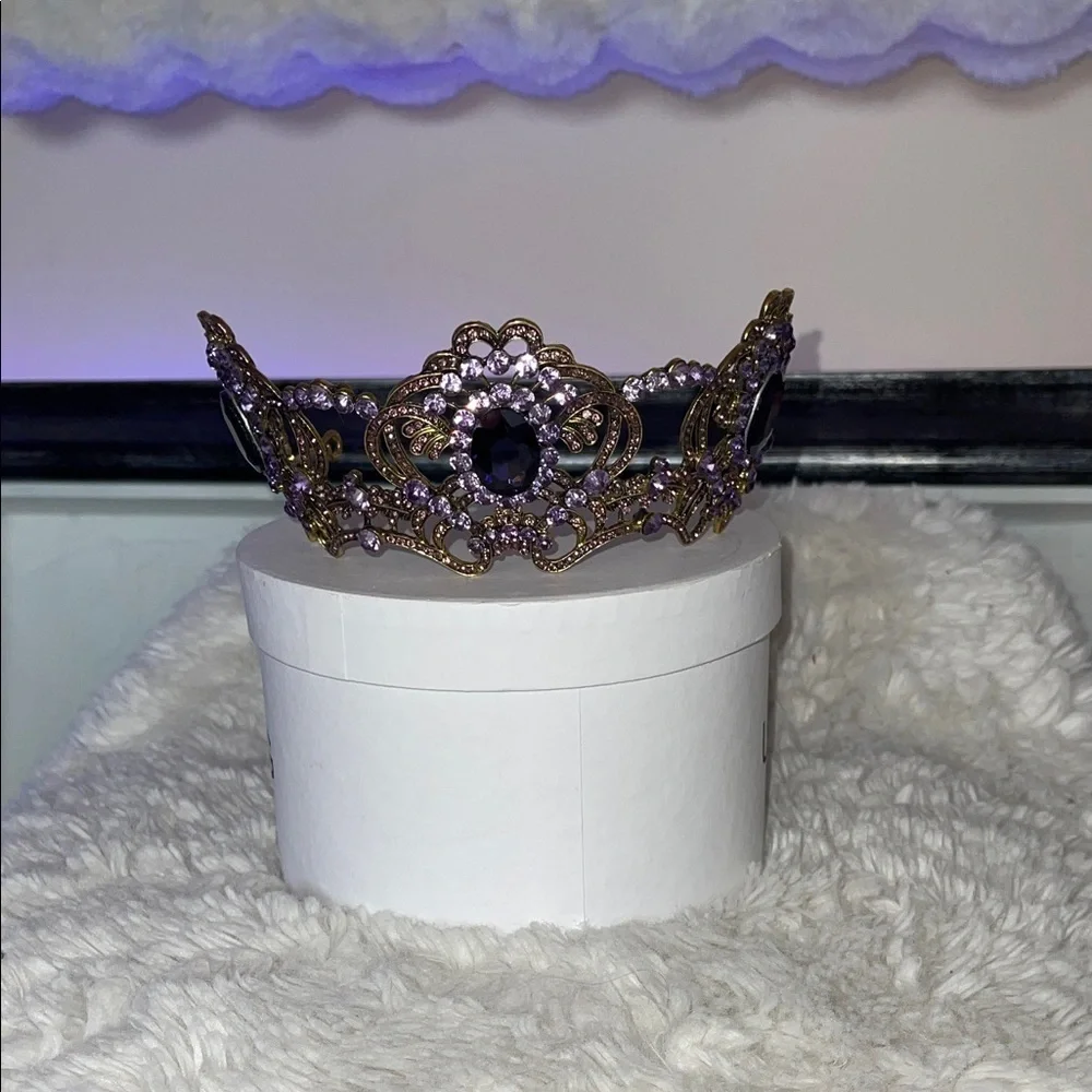 HANDCRAFTED Elegant Purple and brass Tiara made by a creator on Etsy NWOT